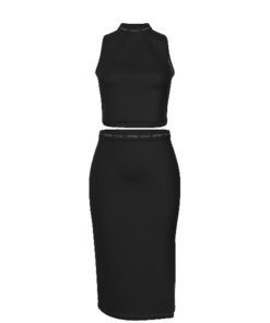 Noir Tank Top & Split High Skirt Set