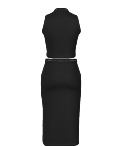 Noir Fierce Tank Top & Split High Skirt Set