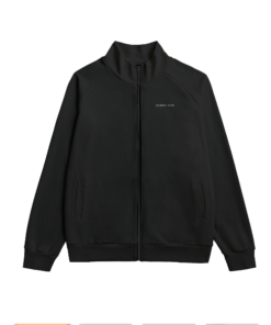 Black Stand Up Collar Jacket With Raglan Sleeve