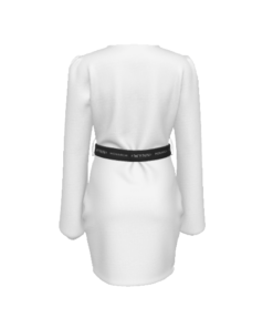 Alternative view of White Long Sleeve Dress With Waist Belt
