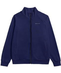 Navy Stand Up Collar Jacket With Raglan Sleeve